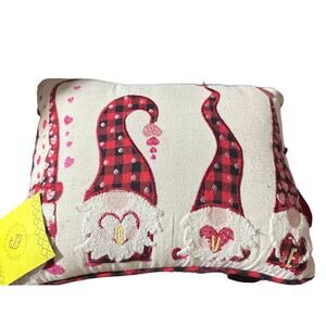 Secret Celebrity Gnome Zipper insert heart Love Pillow Tags 16 x 11 handstitched